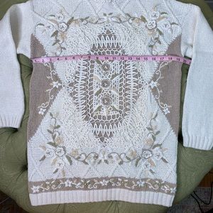 Beldock Popper Vtg. Sweater Sz. M 55% Ramie 45% Cotton Crochet Good Condition